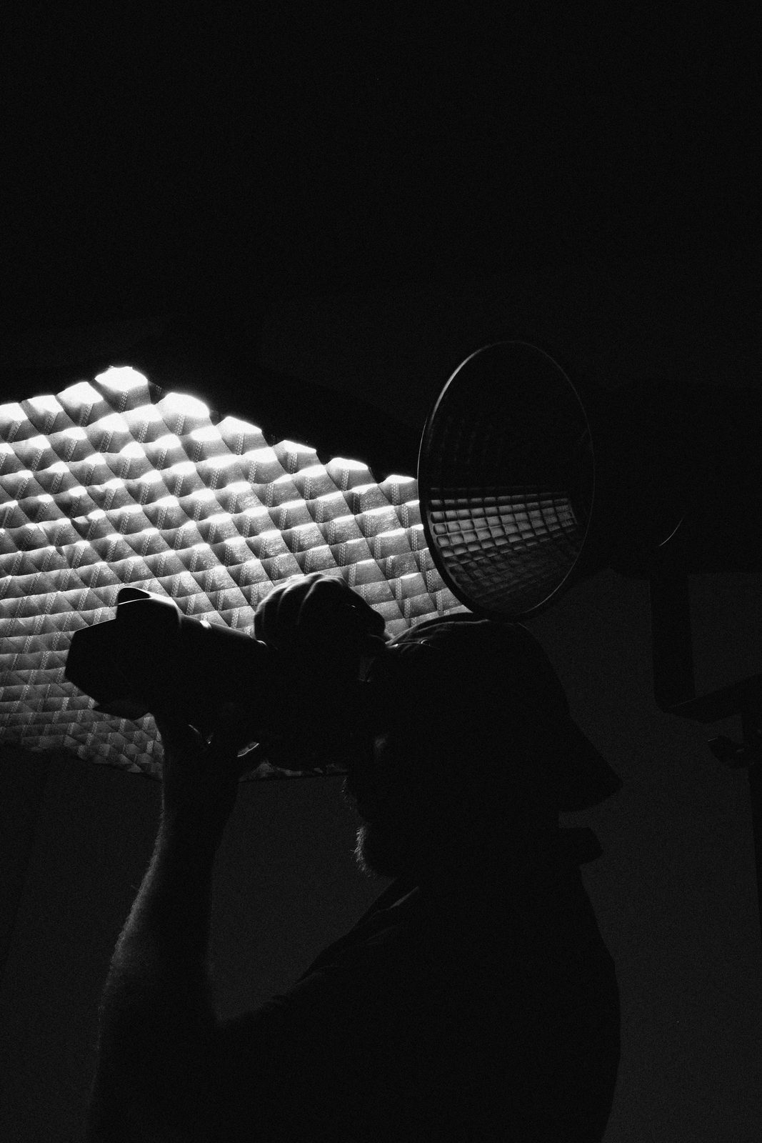 Shooting moment with camera, studio