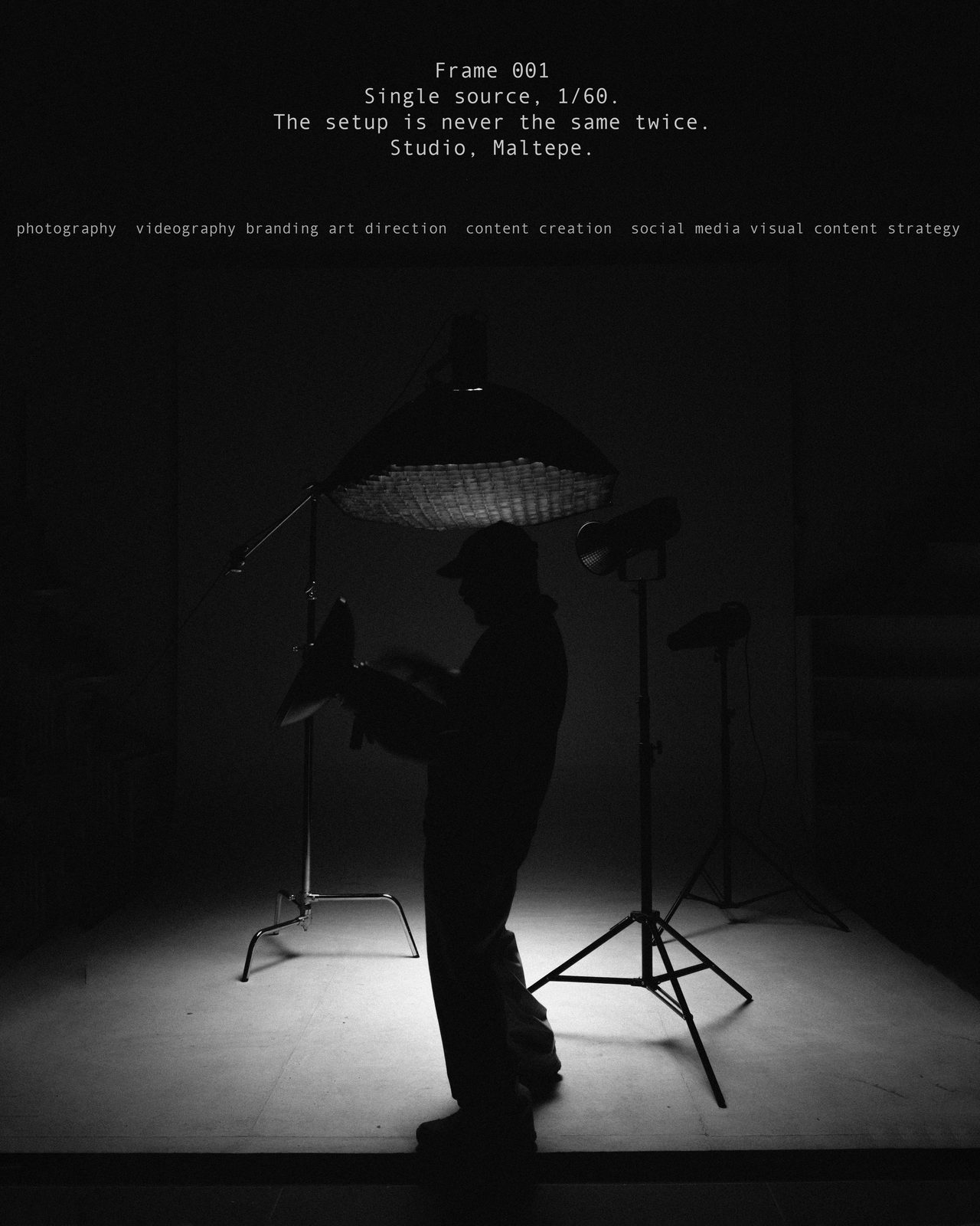 Single source lighting setup in the studio, overview