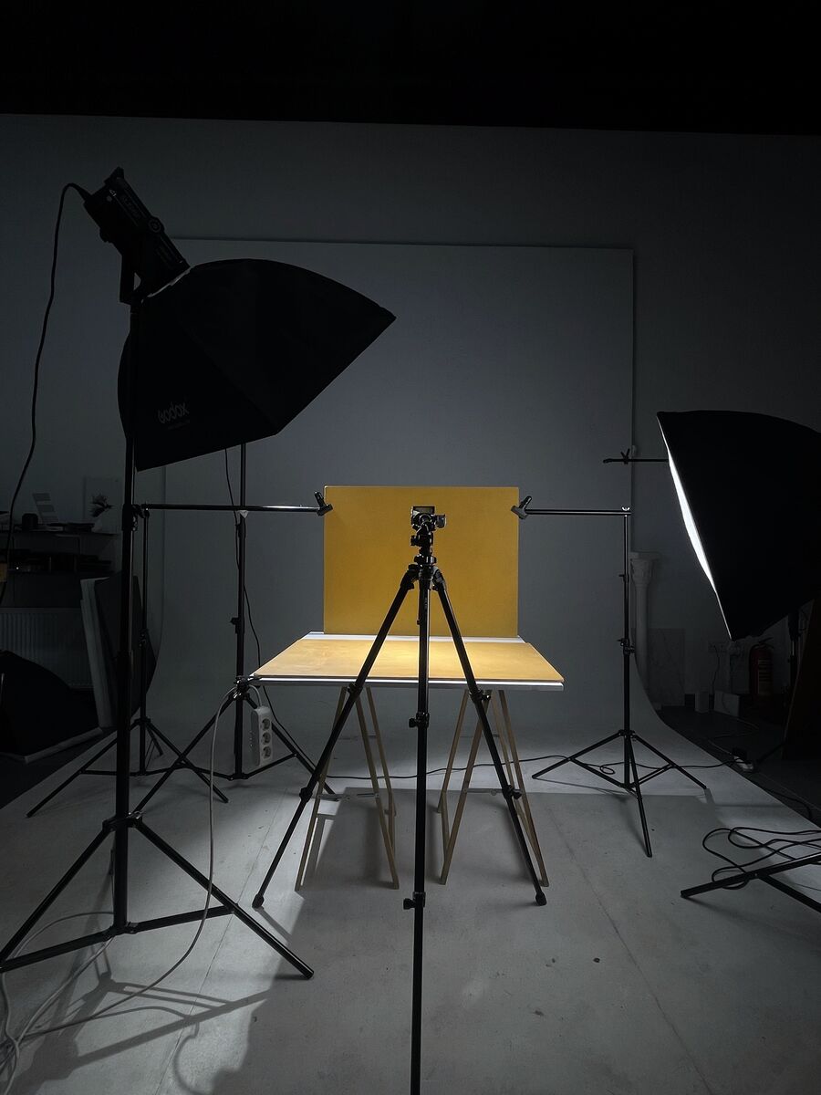 Clean backdrop and lighting setup